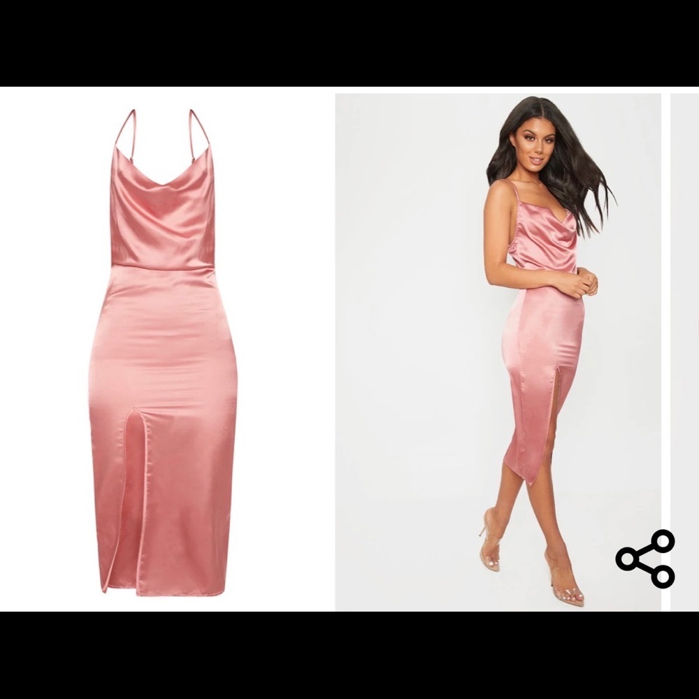 Rose Gold Strappy Midi Dress
